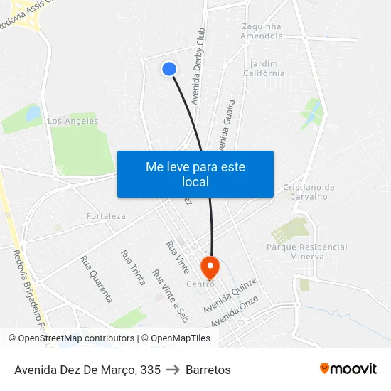 Avenida Dez De Março, 335 to Barretos map