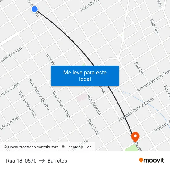 Rua 18, 0570 to Barretos map