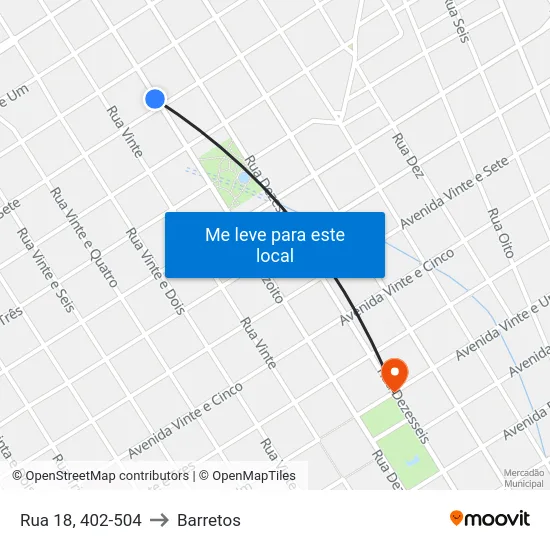 Rua 18, 402-504 to Barretos map
