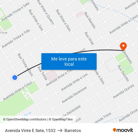 Avenida Vinte E Sete, 1532 to Barretos map