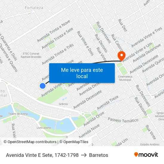 Avenida Vinte E Sete, 1742-1798 to Barretos map