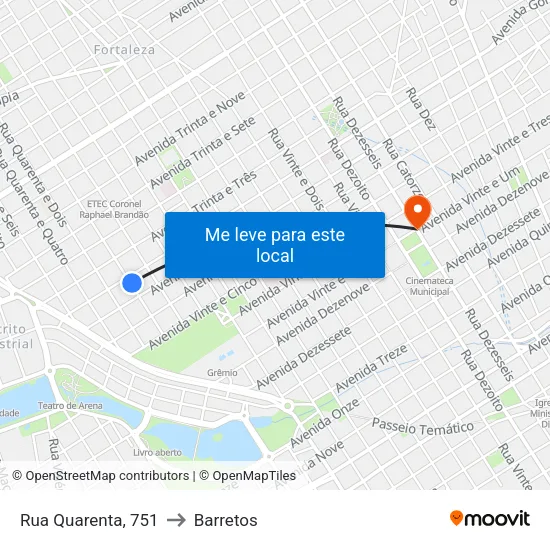 Rua Quarenta, 751 to Barretos map