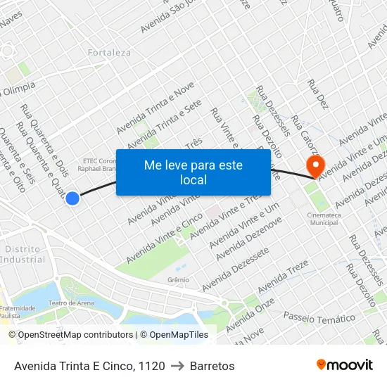 Avenida Trinta E Cinco, 1120 to Barretos map