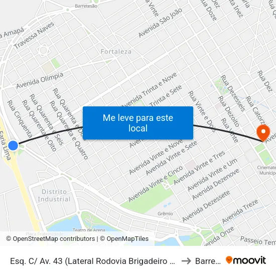 Esq. C/ Av. 43 (Lateral Rodovia Brigadeiro Faria Lima) to Barretos map