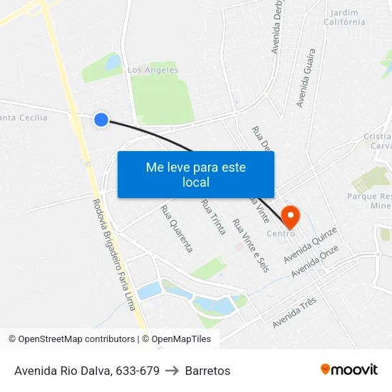 Avenida Rio Dalva, 633-679 to Barretos map