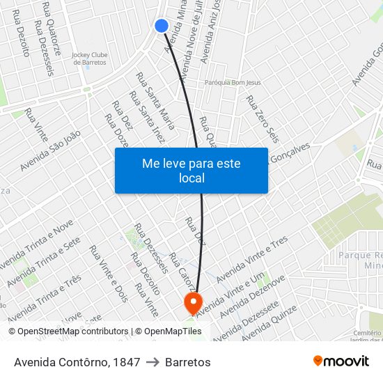 Avenida Contôrno, 1847 to Barretos map