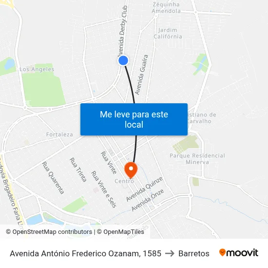 Avenida António Frederico Ozanam, 1585 to Barretos map