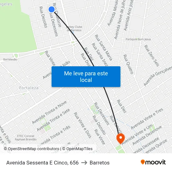Avenida Sessenta E Cinco, 656 to Barretos map