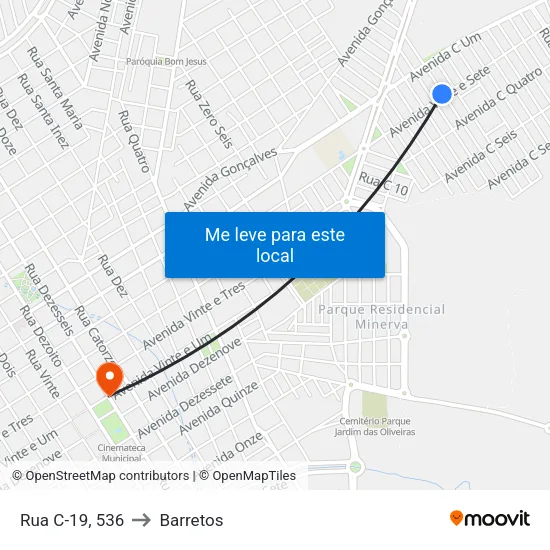 Rua C-19, 536 to Barretos map