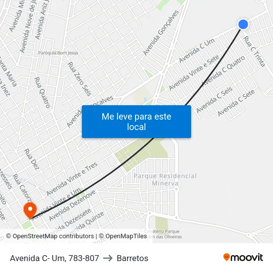 Avenida C- Um, 783-807 to Barretos map