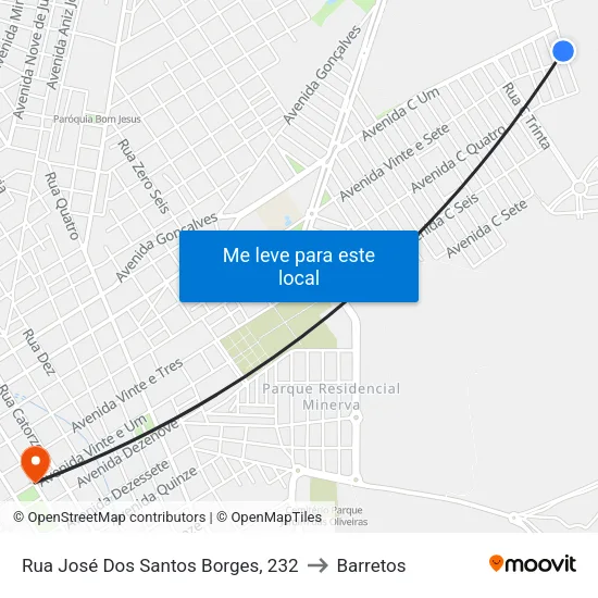 Rua José Dos Santos Borges, 232 to Barretos map