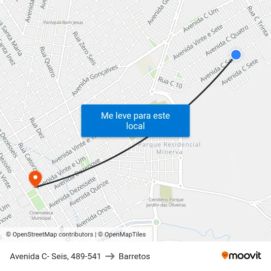 Avenida C- Seis, 489-541 to Barretos map