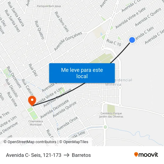 Avenida C- Seis, 121-173 to Barretos map