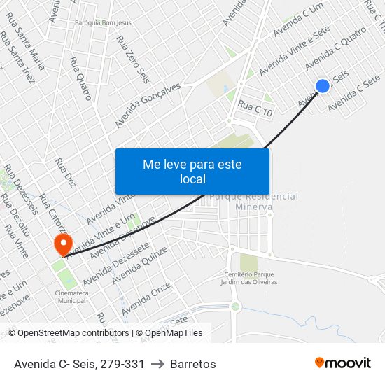 Avenida C- Seis, 279-331 to Barretos map