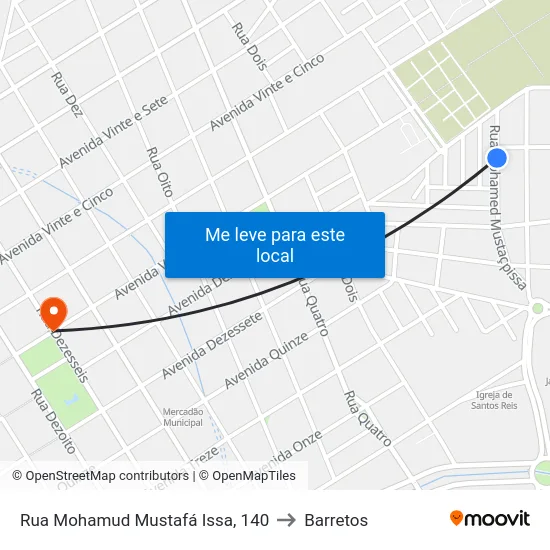 Rua Mohamud Mustafá Issa, 140 to Barretos map