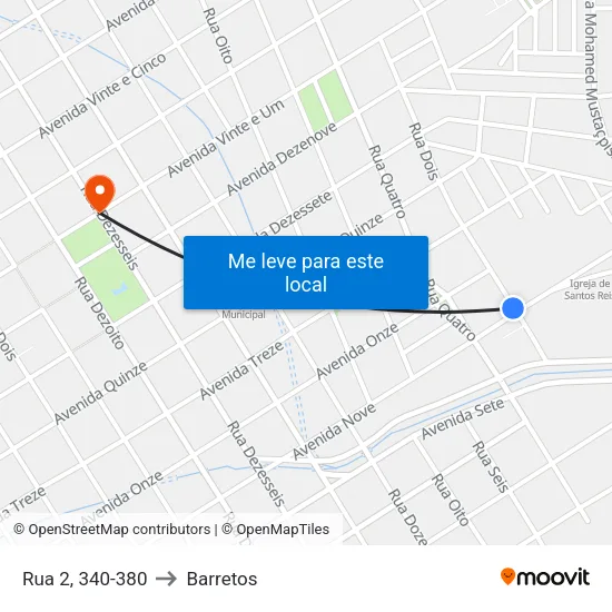 Rua 2, 340-380 to Barretos map