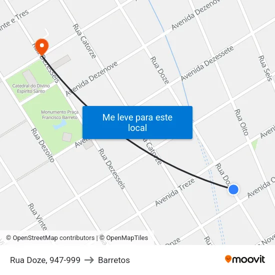 Rua Doze, 947-999 to Barretos map