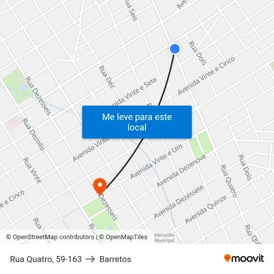 Rua Quatro, 59-163 to Barretos map