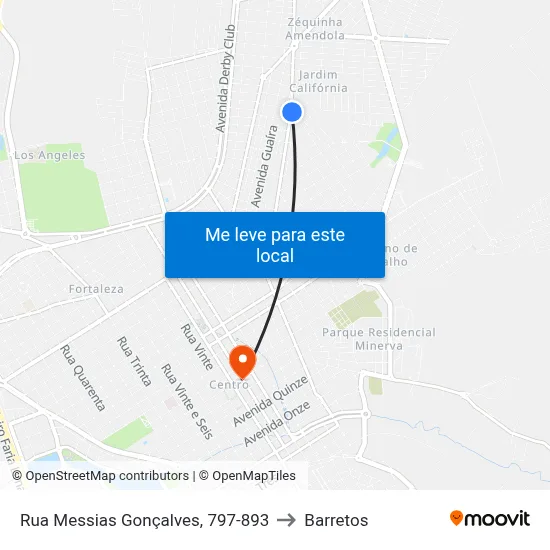 Rua Messias Gonçalves, 797-893 to Barretos map