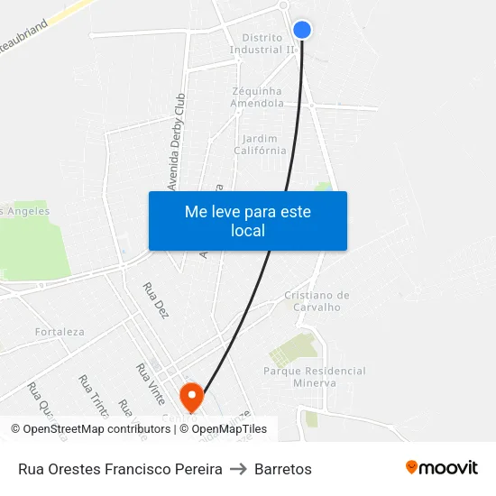 Rua Orestes Francisco Pereira to Barretos map