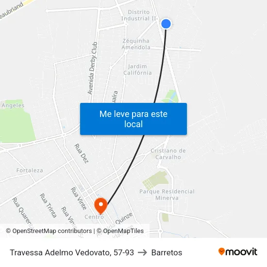 Travessa Adelmo Vedovato, 57-93 to Barretos map