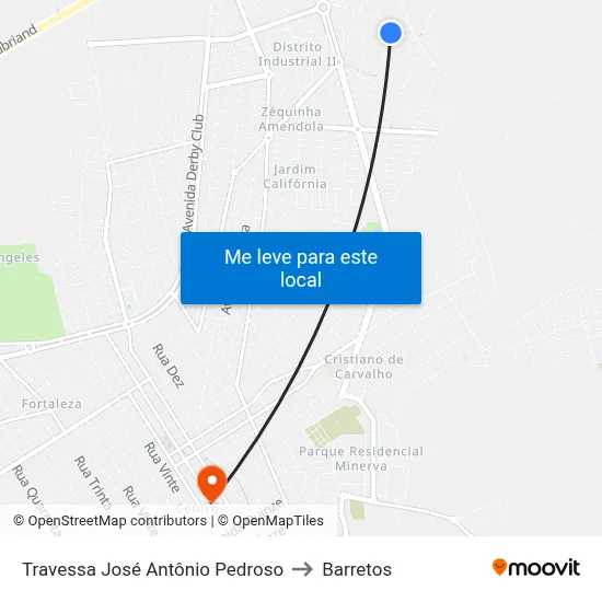 Travessa José Antônio Pedroso to Barretos map