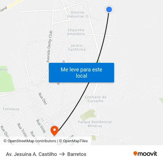 Av. Jesuína A. Castilho to Barretos map