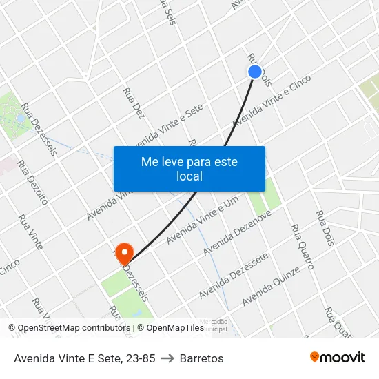 Avenida Vinte E Sete, 23-85 to Barretos map