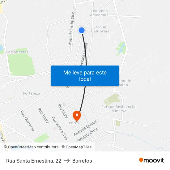 Rua Santa Ernestina, 22 to Barretos map