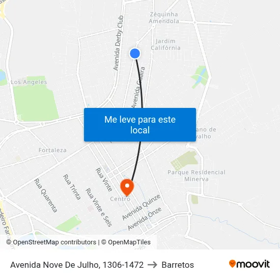 Avenida Nove De Julho, 1306-1472 to Barretos map