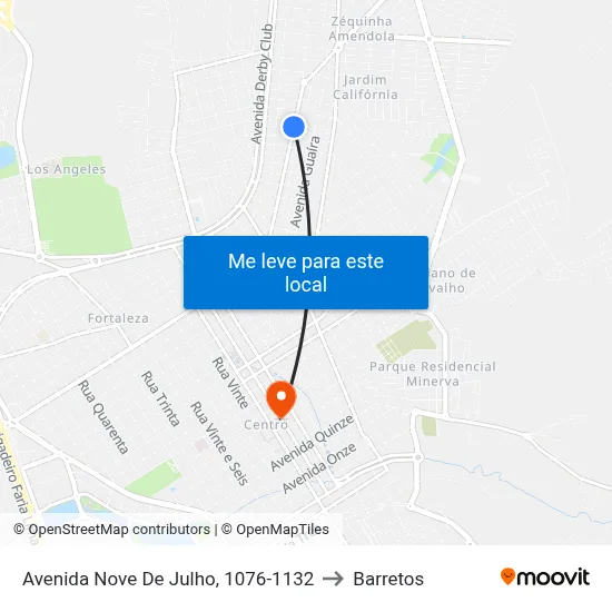 Avenida Nove De Julho, 1076-1132 to Barretos map