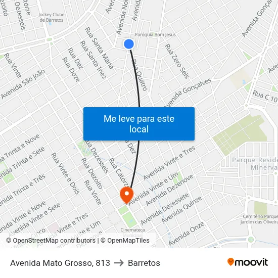 Avenida Mato Grosso, 813 to Barretos map