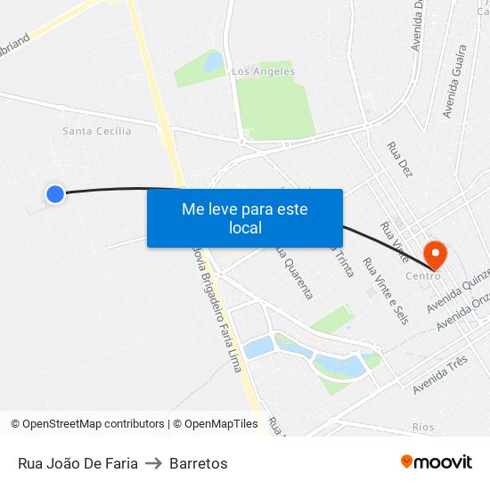 Rua João De Faria to Barretos map