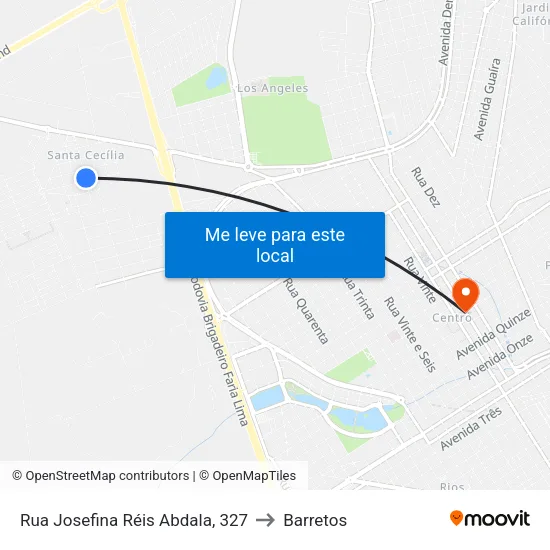 Rua Josefina Réis Abdala, 327 to Barretos map