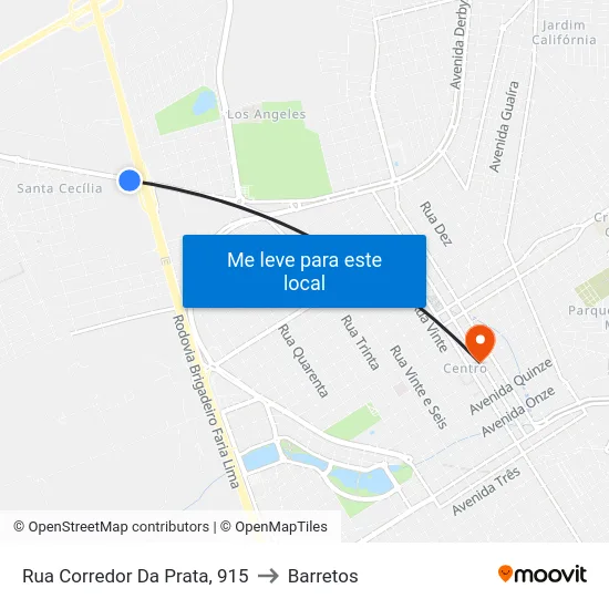 Rua Corredor Da Prata, 915 to Barretos map