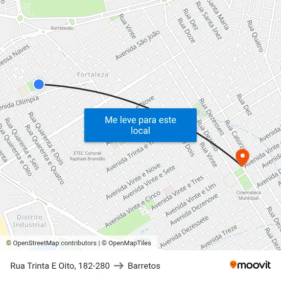 Rua Trinta E Oito, 182-280 to Barretos map