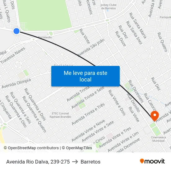 Avenida Rio Dalva, 239-275 to Barretos map