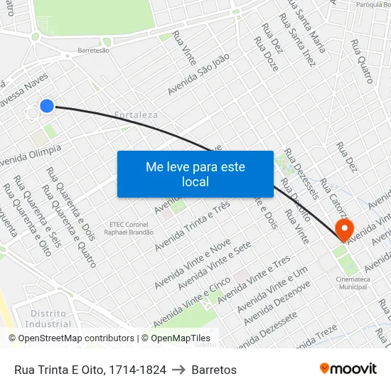 Rua Trinta E Oito, 1714-1824 to Barretos map