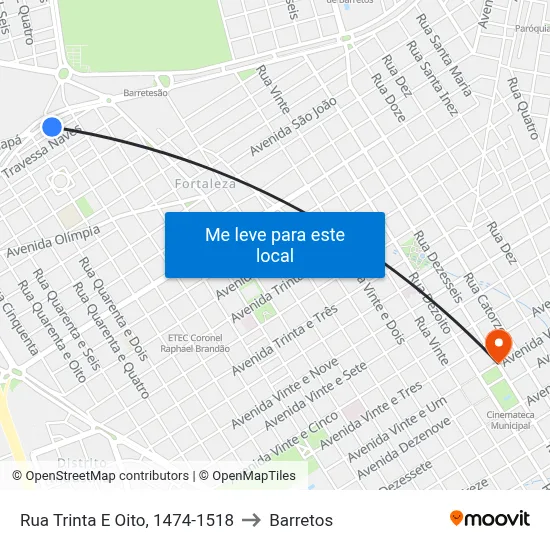 Rua Trinta E Oito, 1474-1518 to Barretos map