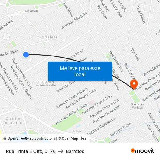 Rua Trinta E Oito, 0176 to Barretos map