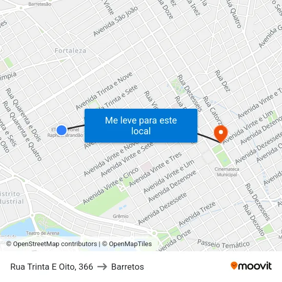 Rua Trinta E Oito, 366 to Barretos map