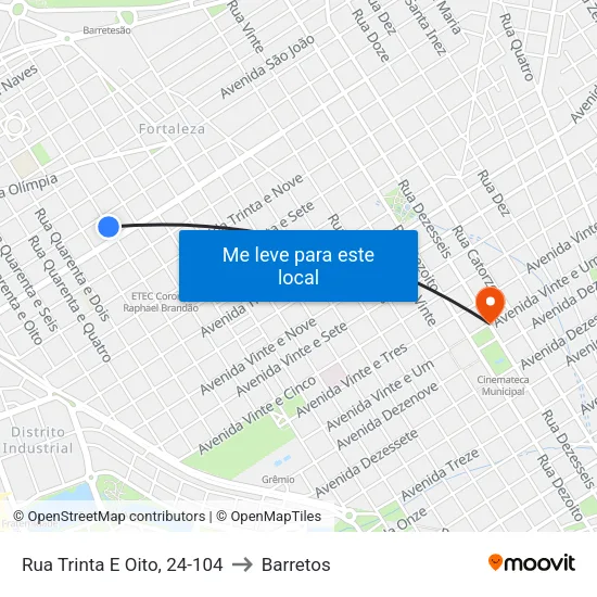 Rua Trinta E Oito, 24-104 to Barretos map