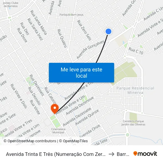 Avenida Trinta E Três (Numeração Com Zero Inicial), 76-178 to Barretos map
