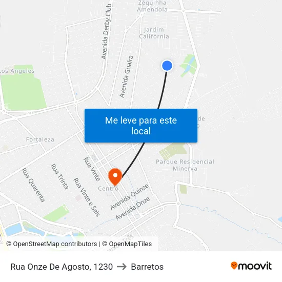 Rua Onze De Agosto, 1230 to Barretos map