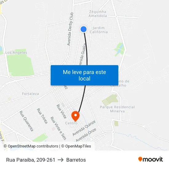 Rua Paraíba, 209-261 to Barretos map