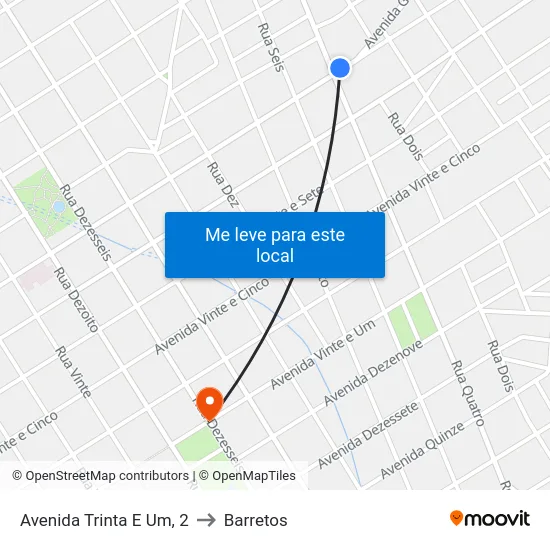 Avenida Trinta E Um, 2 to Barretos map