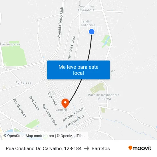 Rua Cristiano De Carvalho, 128-184 to Barretos map