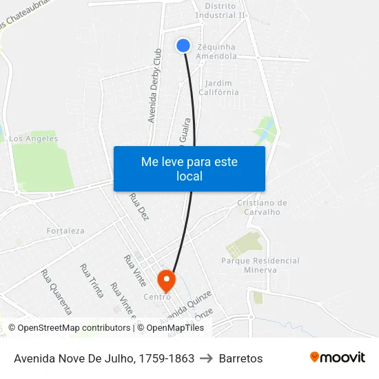 Avenida Nove De Julho, 1759-1863 to Barretos map