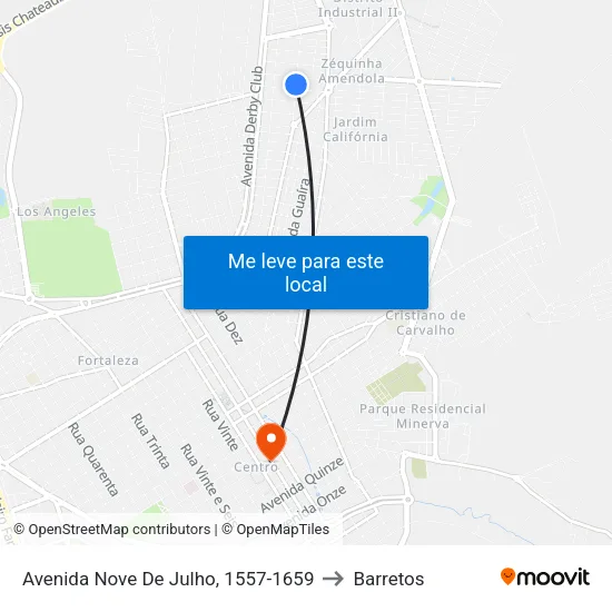 Avenida Nove De Julho, 1557-1659 to Barretos map