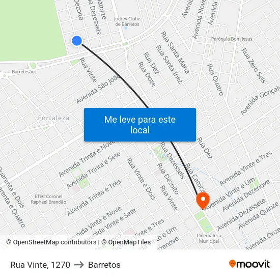 Rua Vinte, 1270 to Barretos map